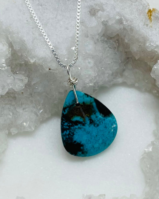 Petrified Wood Gemstone and Sterling Silver Box Style Chain Pendant Necklace