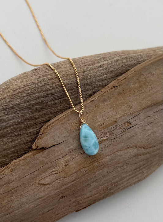 Larimar Teardrop Necklace - Limited Edition, Stone of Serenity