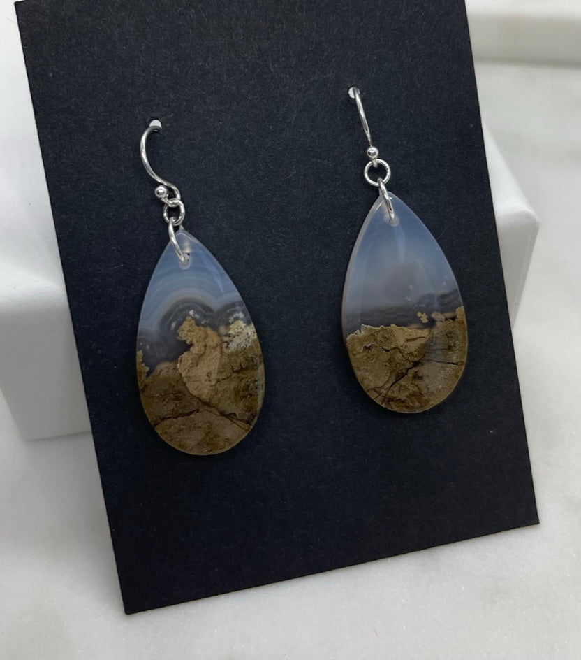 Moss Agate Teardrop Earrings - A Whisper of Nature's Beauty