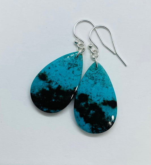 Natural Stone Dangle Earrings for Women, Unique Blue Gemstone, Sterling Silver Ear Wires, One-of-a Kind Artisan Jewelry