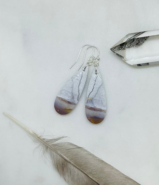 Unique White Jasper Stone Earrings - A Symbol of Clarity and Strength.  Gemstone Dangle Sterling Silver Womens Jewelry Handcrafted in Virginia