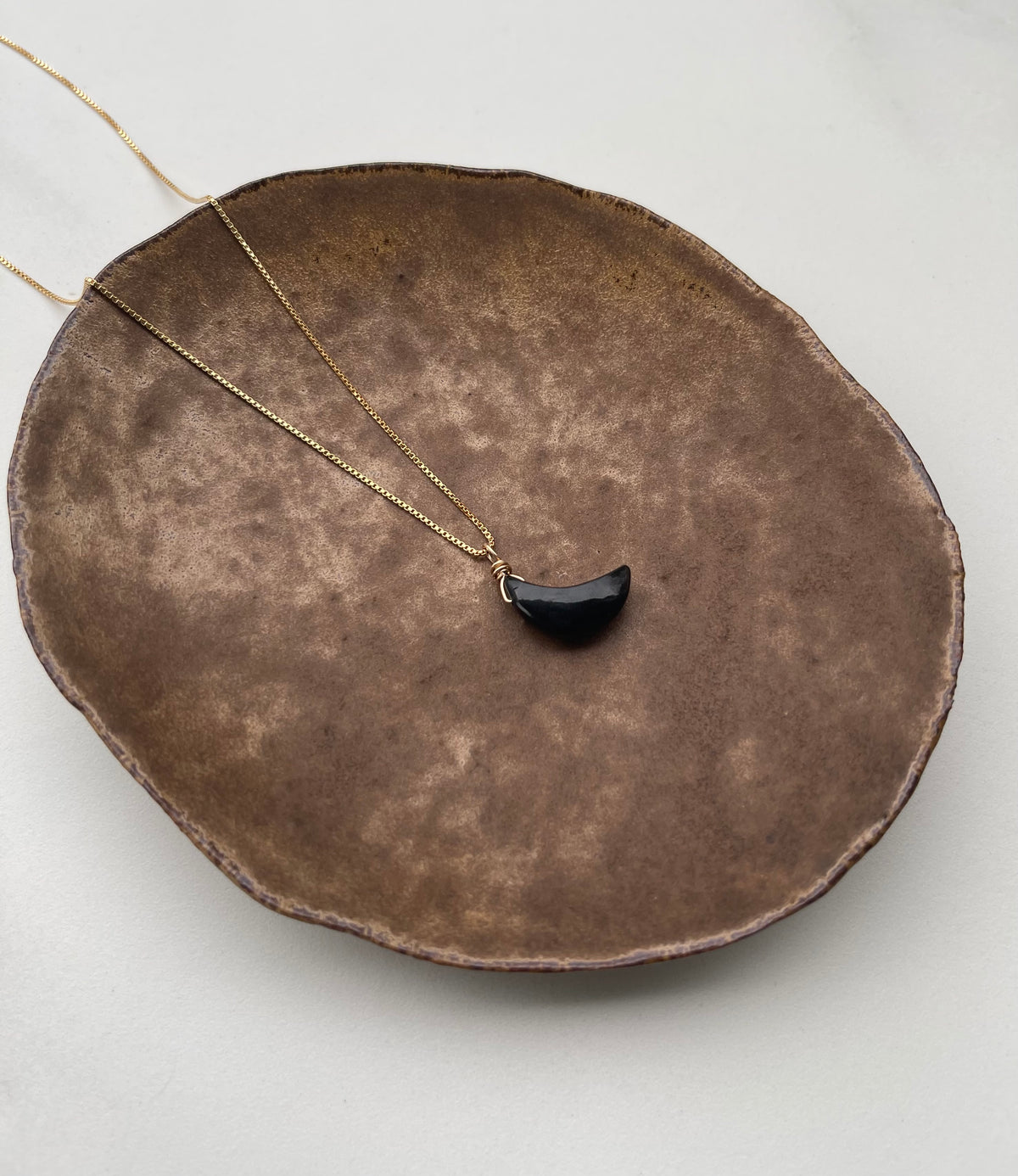 Black Obsidian Moon Necklace for Protection and Grounding