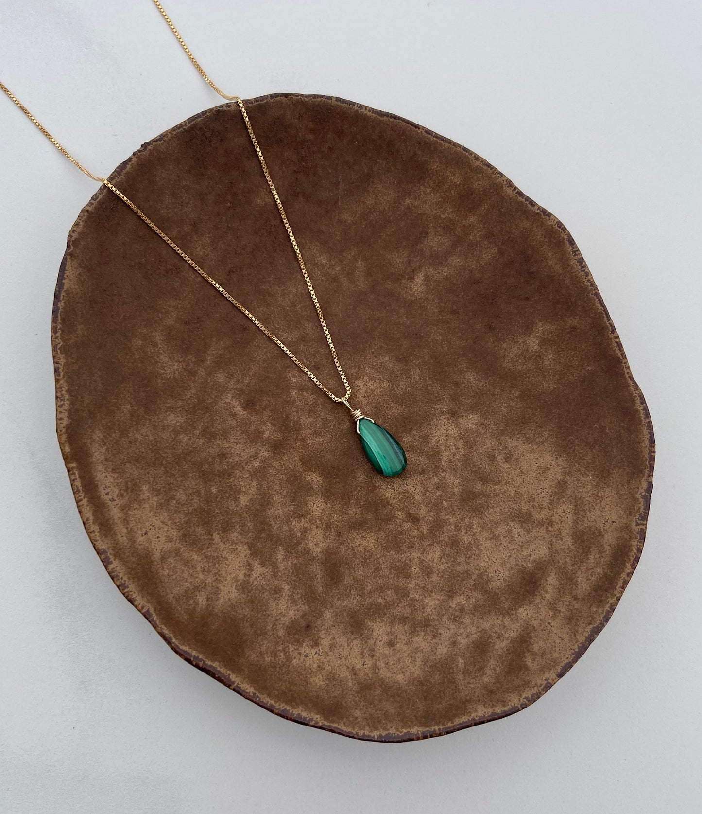 Malachite Teardrop Necklace for Growth & Clarity
