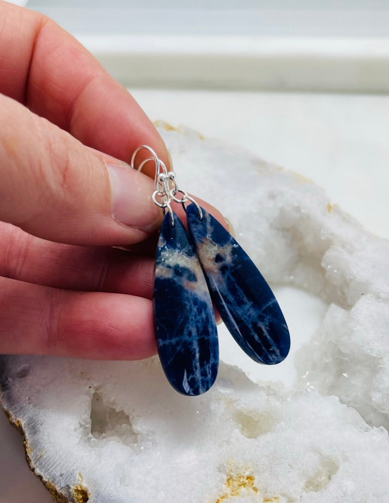 Blue Sodalite Teardrop Earrings - A Gift of Wisdom and Confidence.