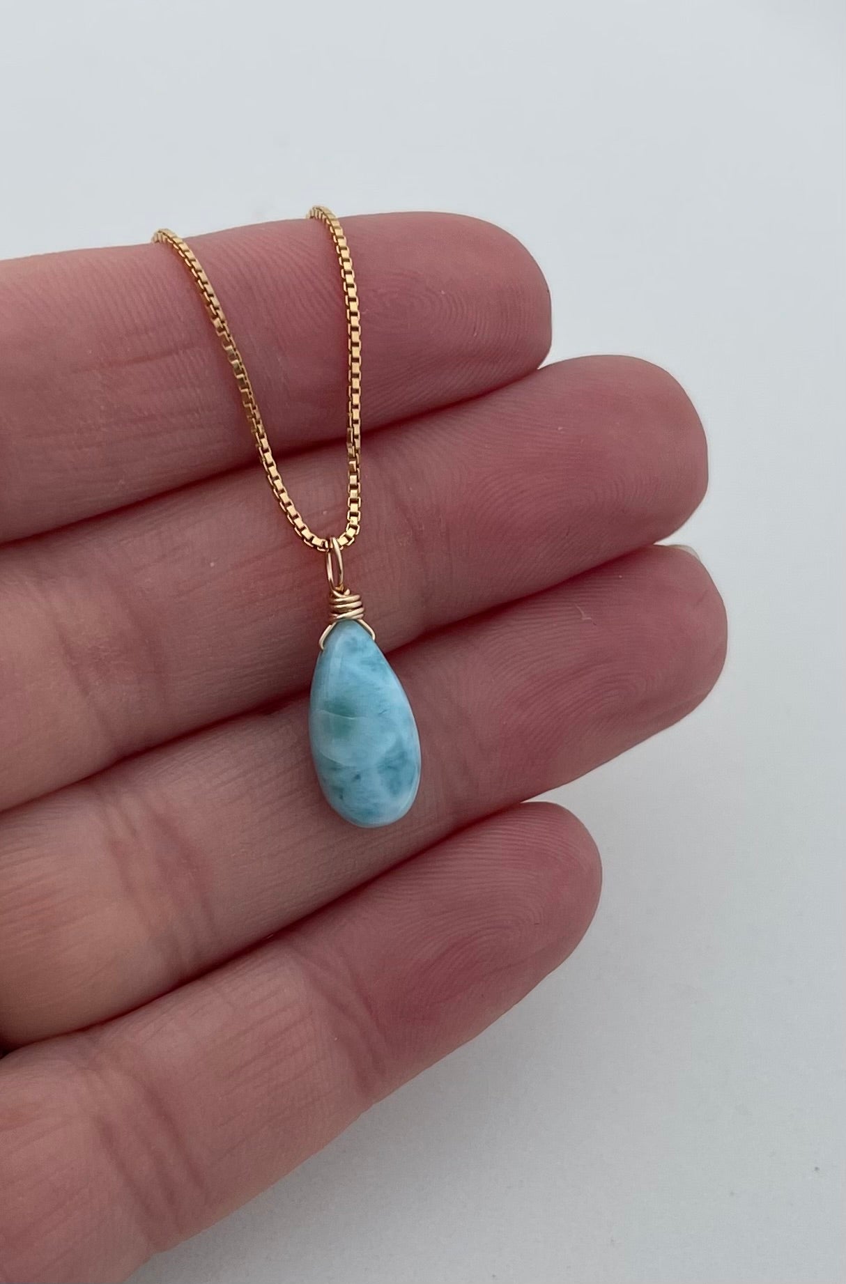 Larimar Teardrop Necklace - Limited Edition, Stone of Serenity