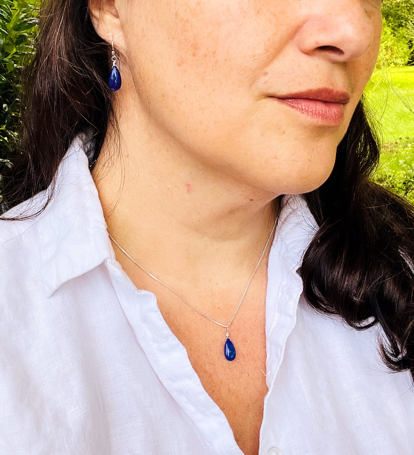 Lapis Lazuli Teardrop Necklace for Wisdom and Inner Truth