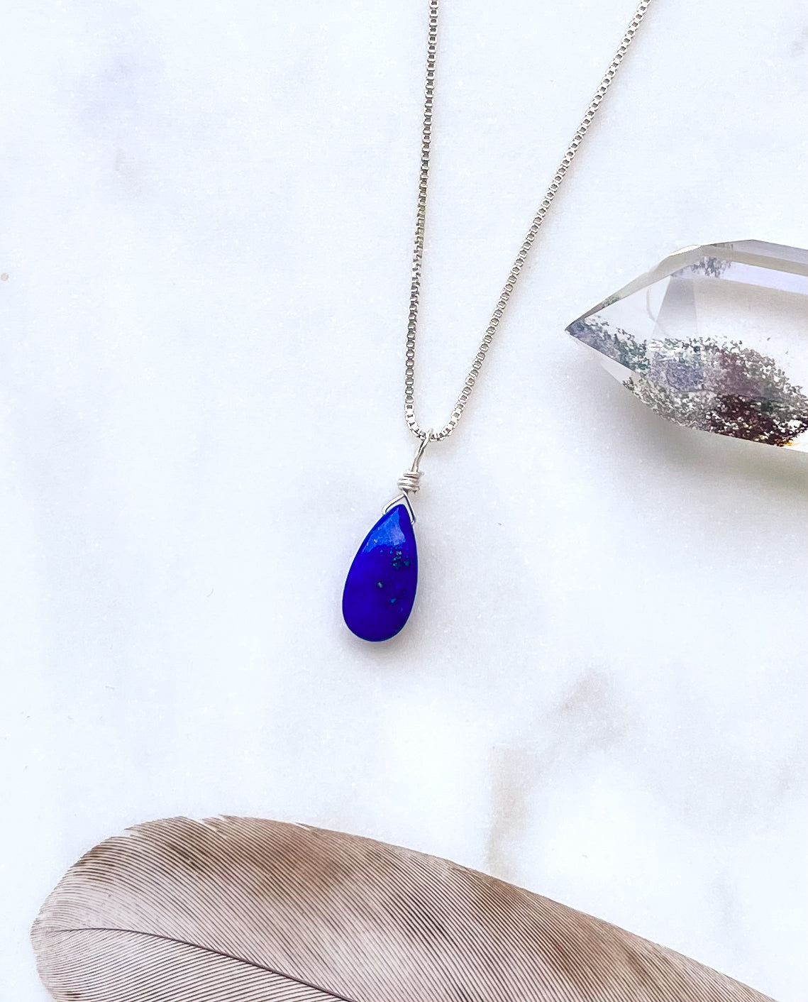 Lapis Lazuli Teardrop Necklace for Wisdom and Inner Truth