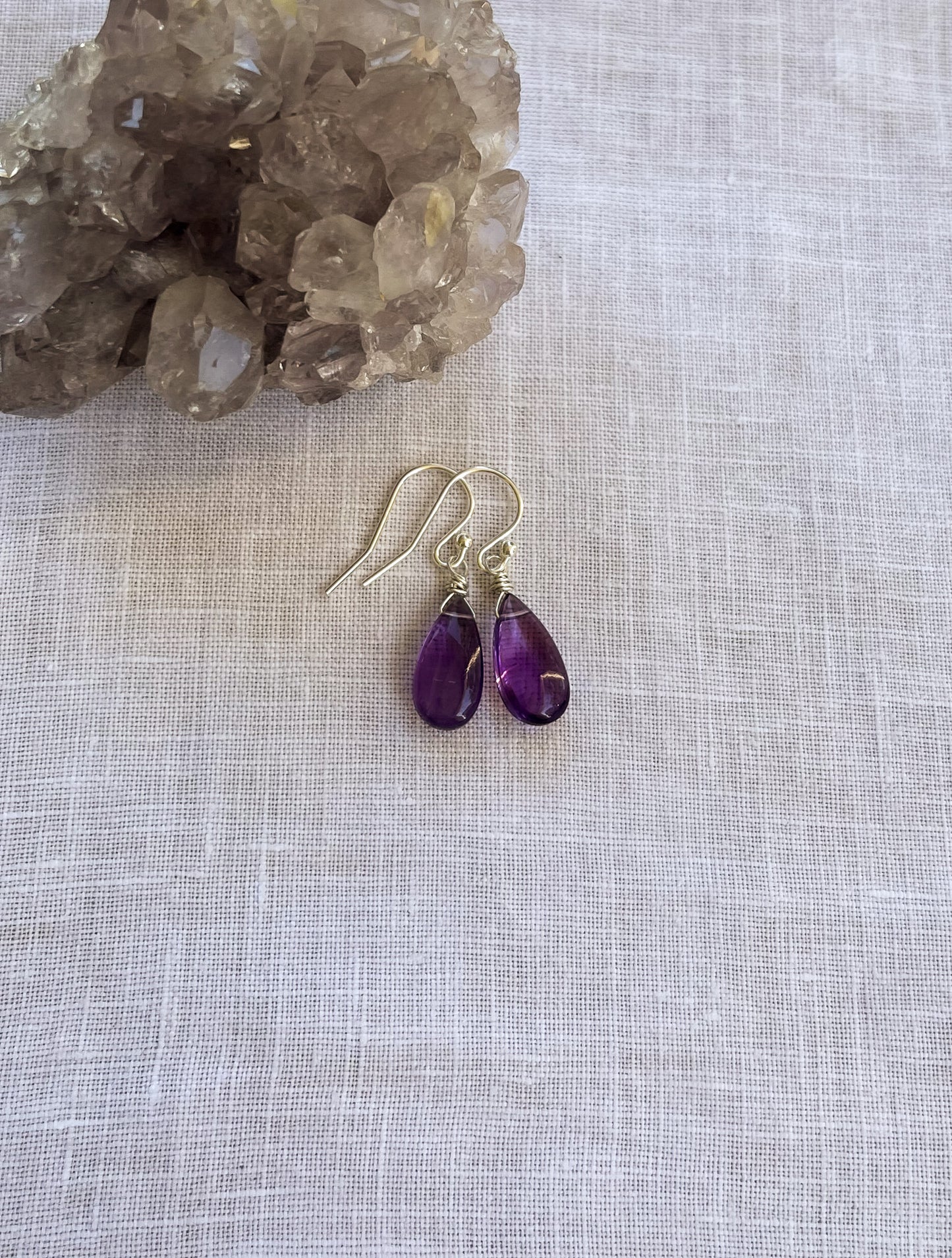 Amethyst Teardrop Dangle Earrings in Sterling Silver
