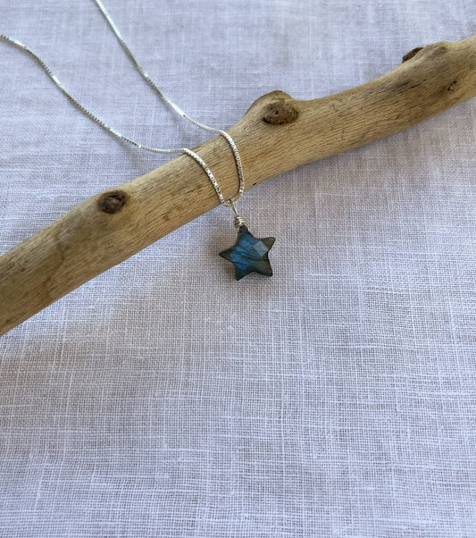 Handmade Labradorite Star Necklace in Sterling Silver