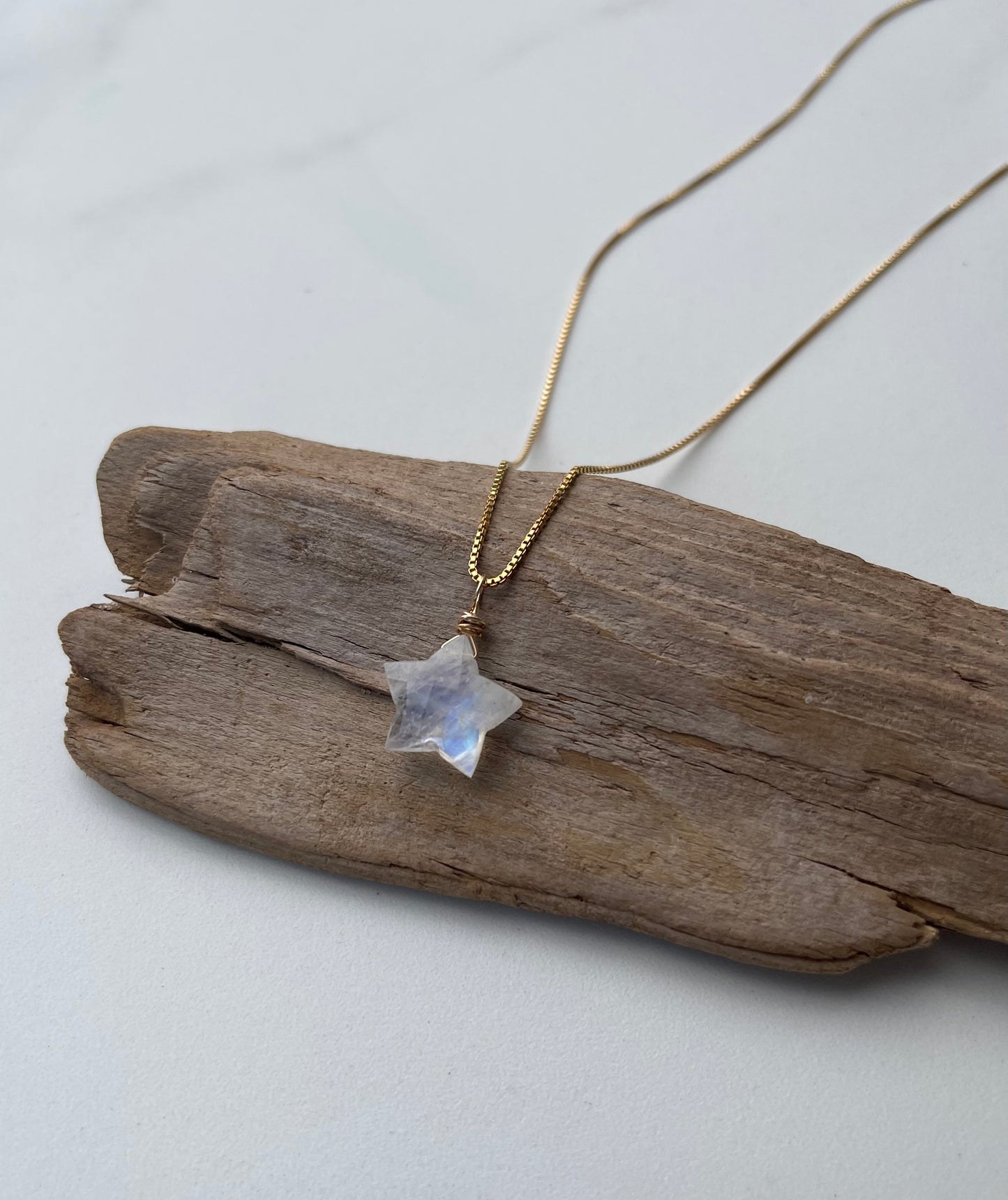 Moonstone Gemstone Star Pendant Necklace - A symbol of Light & Hope