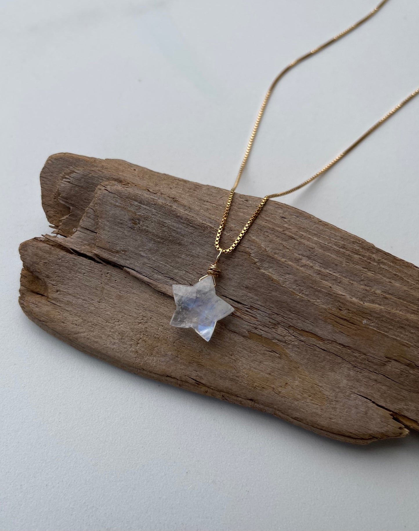 Moonstone Gemstone Star Pendant Necklace - A symbol of Light & Hope
