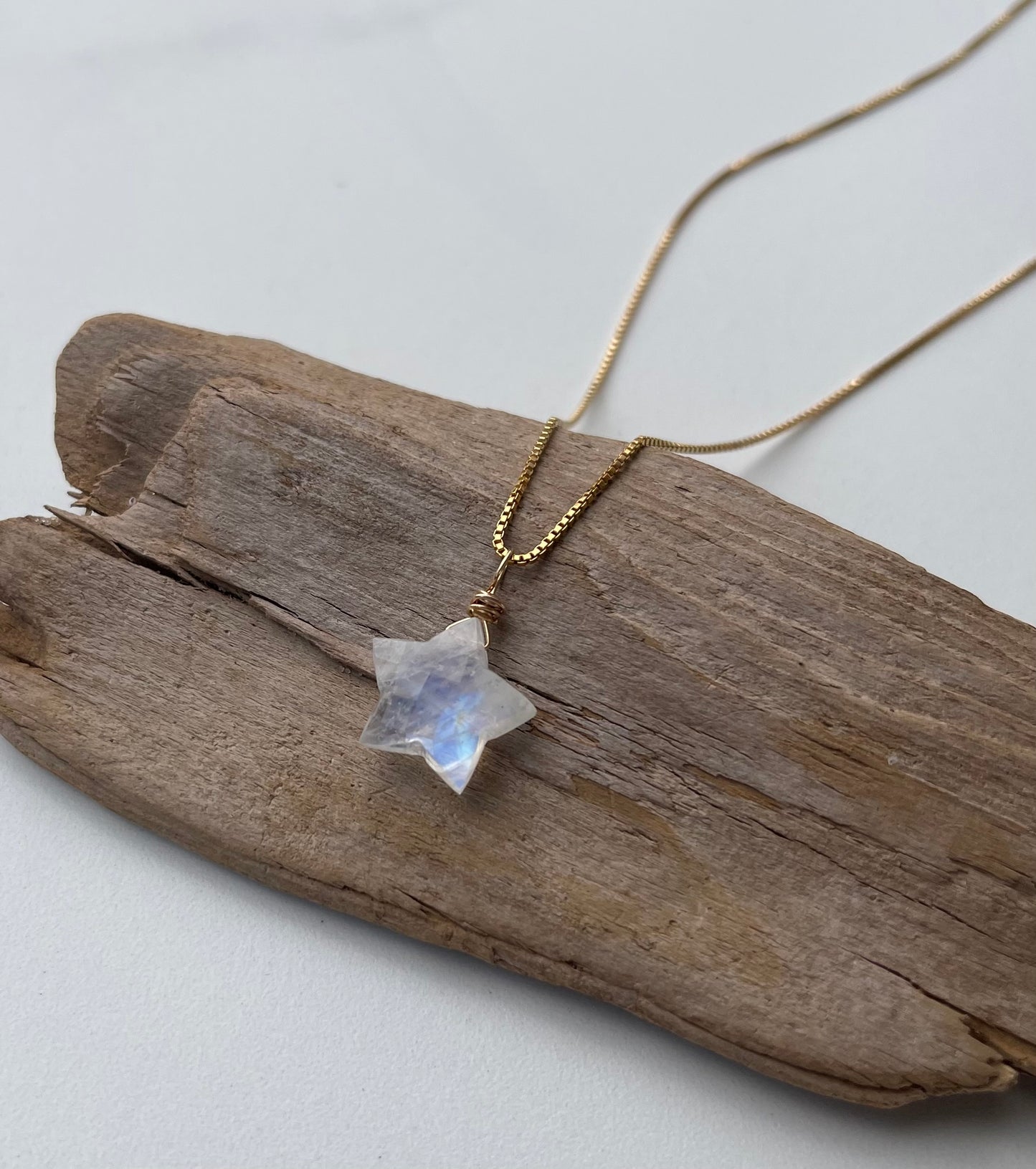 Moonstone Gemstone Star Pendant Necklace - A symbol of Light & Hope