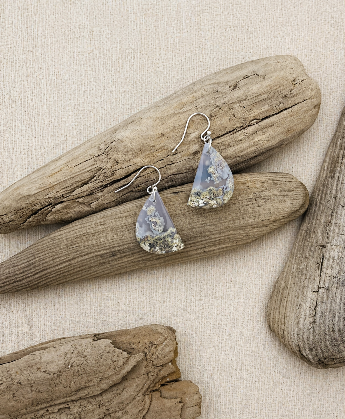 Moss Agate Set - Necklace & Earrings Sterling Silver