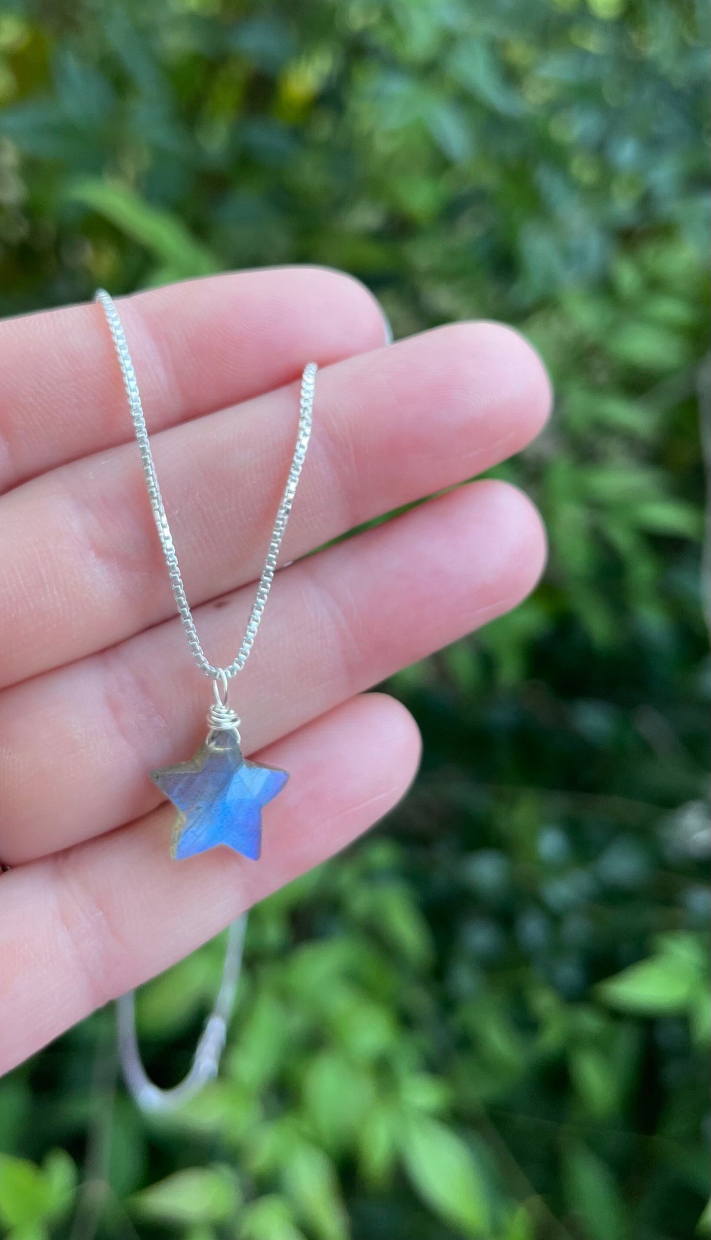 Handmade Labradorite Star Necklace in Sterling Silver