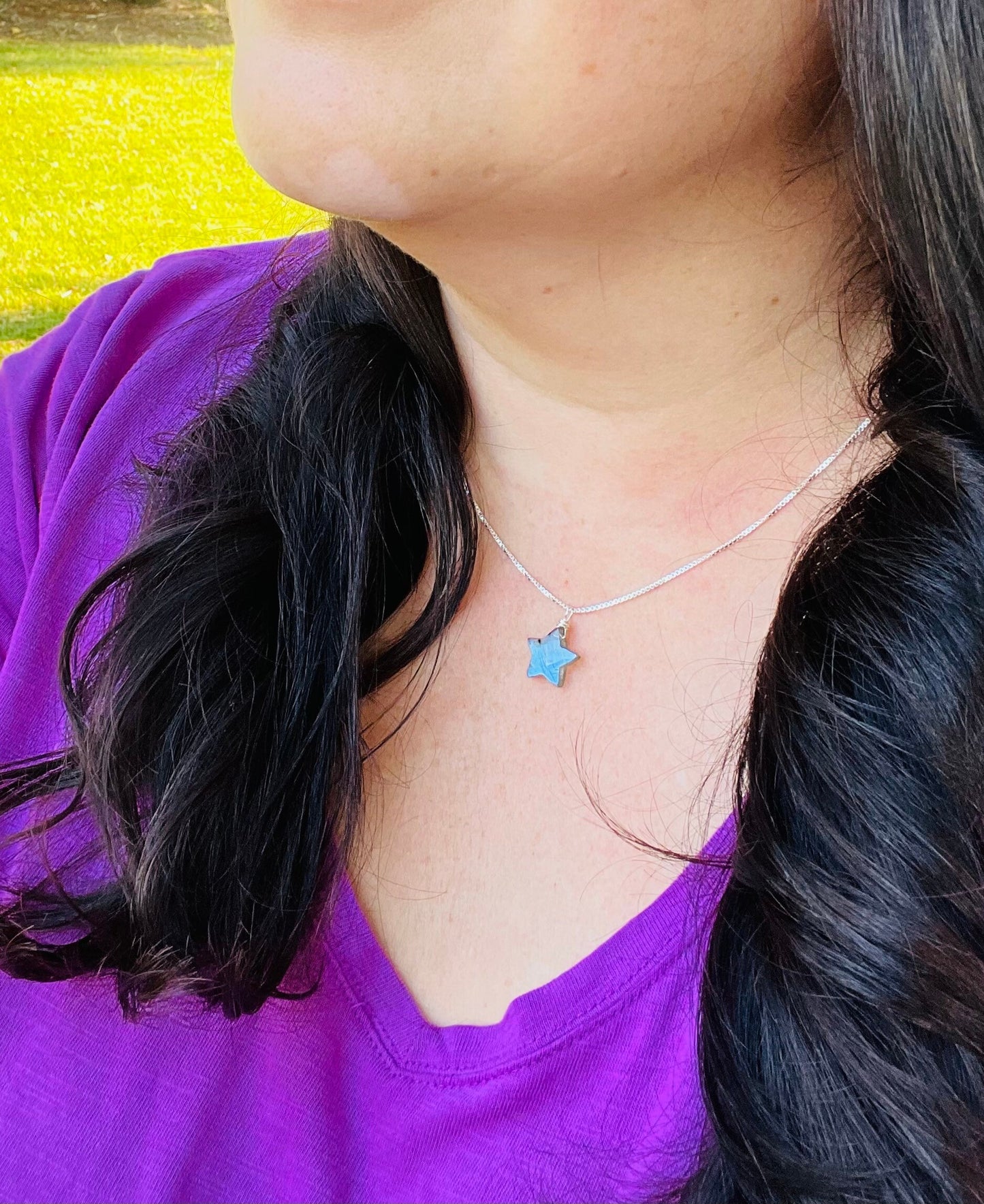 Handmade Labradorite Star Necklace in Sterling Silver