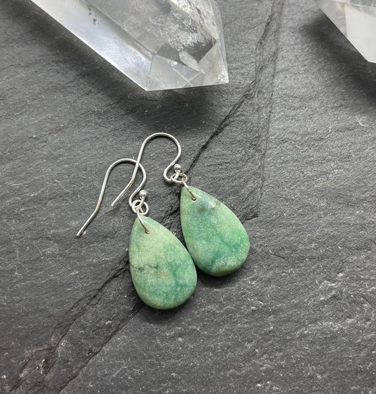 Green Gemstone Earrings for Women, Natural Stone Jewelry, Handcrafted Sterling Silver Chrysoprase Earrings, Nature Inspired Gift