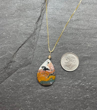 Load image into Gallery viewer, Womens Crystal Necklace, Petrified Wood Pendant Necklace, Natural Healing Stone Jewelry, Gold Necklace for Her,
