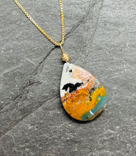 Load image into Gallery viewer, Womens Crystal Necklace, Petrified Wood Pendant Necklace, Natural Healing Stone Jewelry, Gold Necklace for Her,
