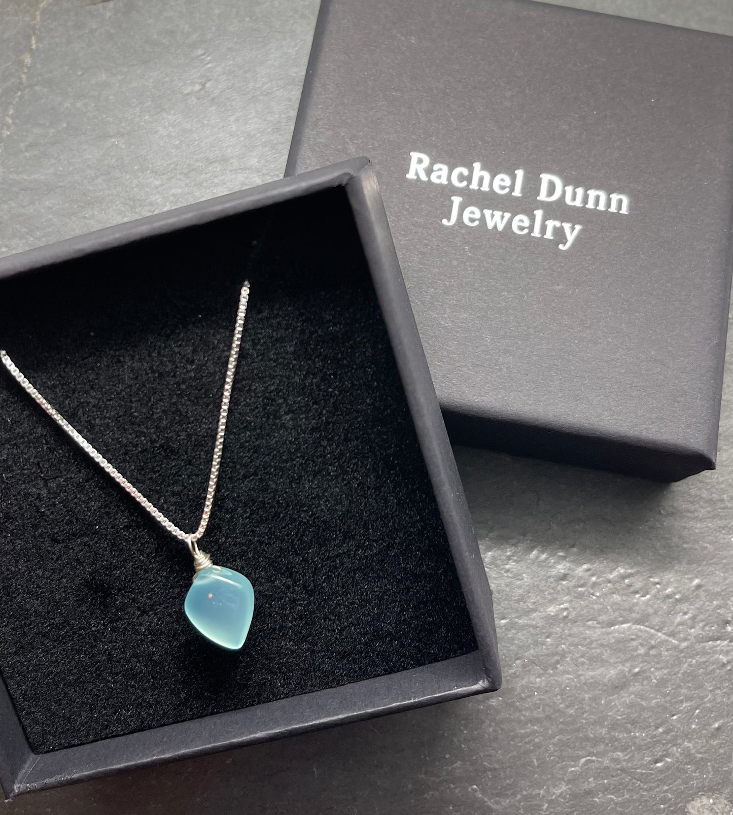 Chalcedony Gemstone Pendant Necklace in Sterling Silver