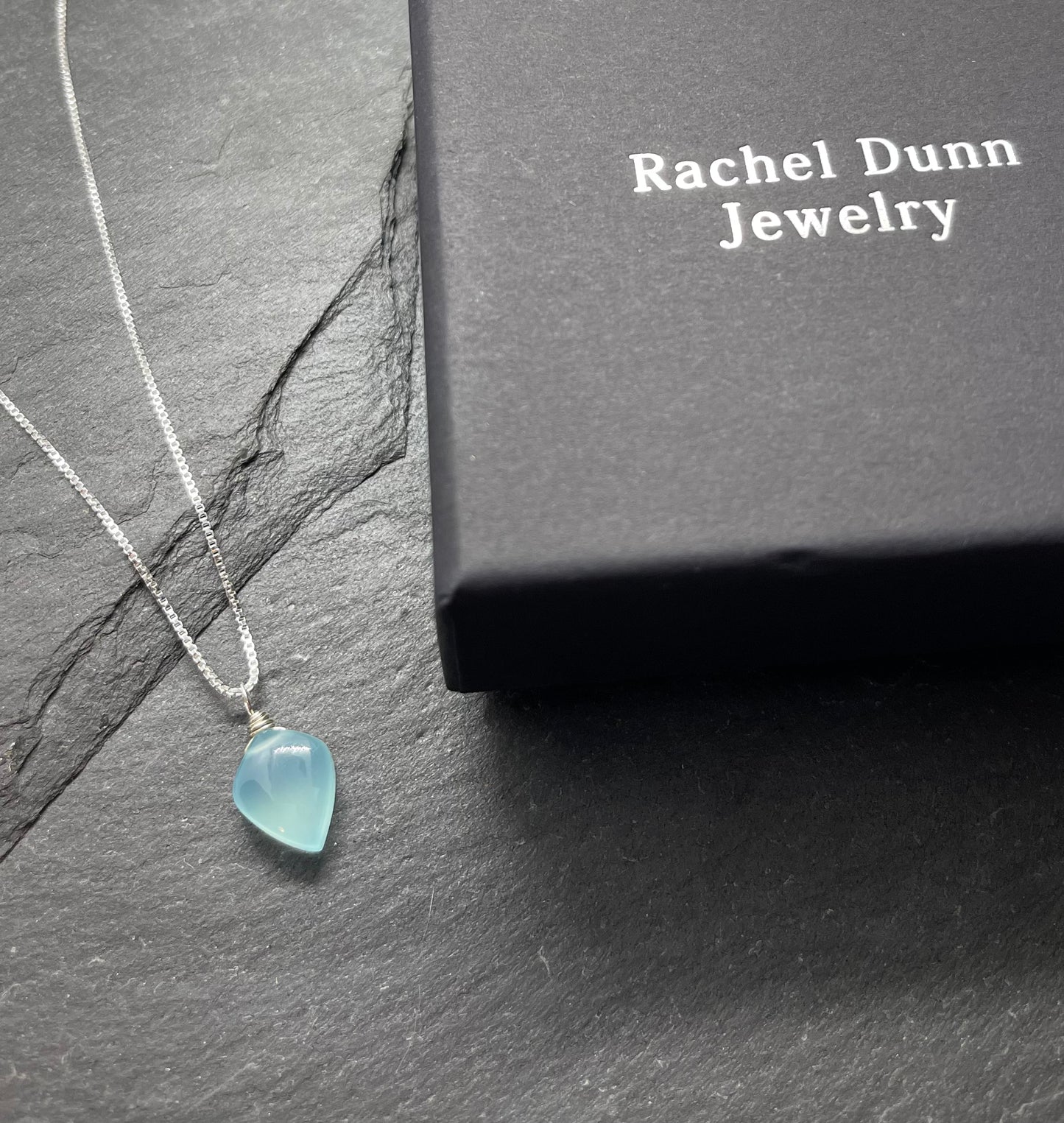 Chalcedony Gemstone Pendant Necklace in Sterling Silver