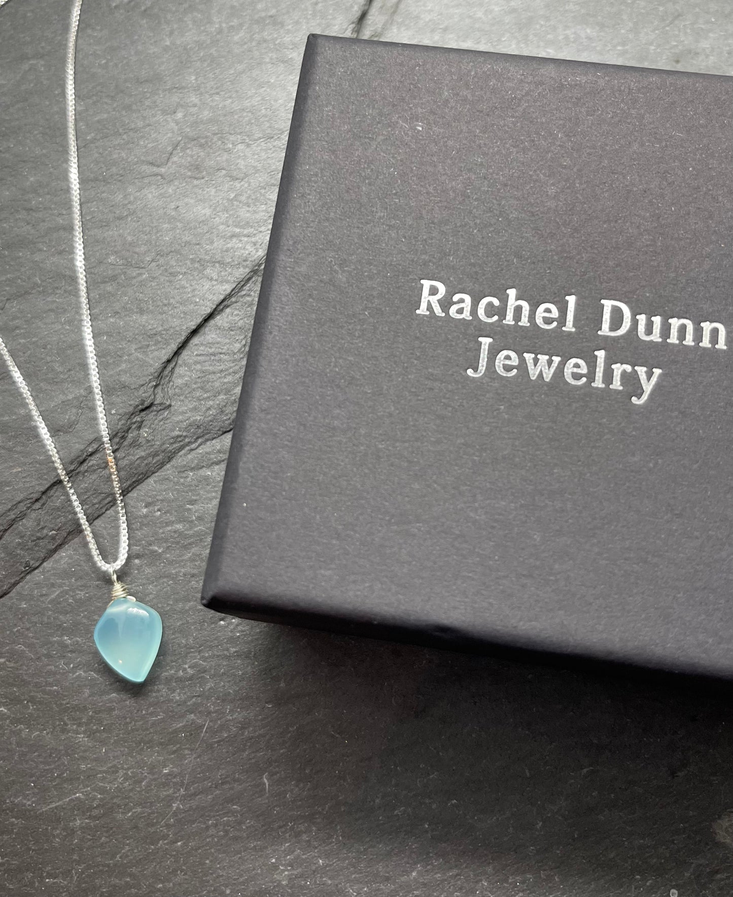 Chalcedony Gemstone Pendant Necklace in Sterling Silver