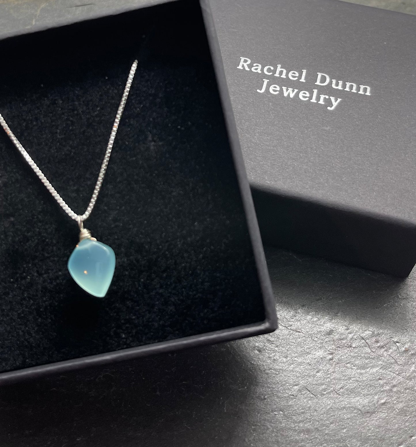 Chalcedony Gemstone Pendant Necklace in Sterling Silver